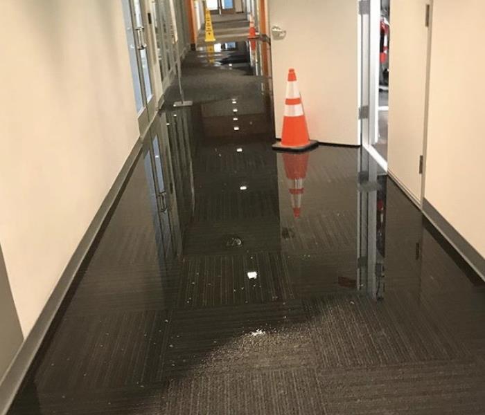 Damaged pipe result in office flooding